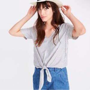 Madewell Striped Tie Front Top‎